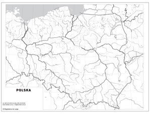 Mapa konturowa Polski ćwiczeniowa